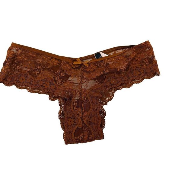 Victoria's Secret Copper Very Sexy Cheeky Panty Lace Boudoir Womens Small - Picture 1 of 7